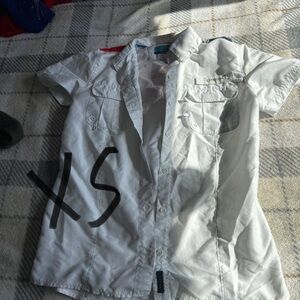 White Short Sleeve Button-Up Shirt